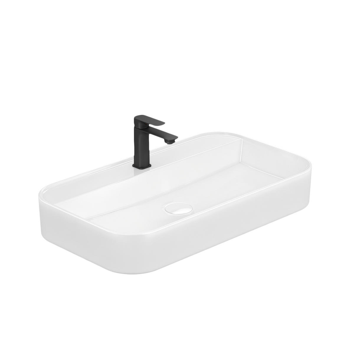 WASCHBECKEN Keramik Weiß 70 / 40 / 11 cm - Weiß Hochglanz, Keramik (40/11/70cm) - EMKE