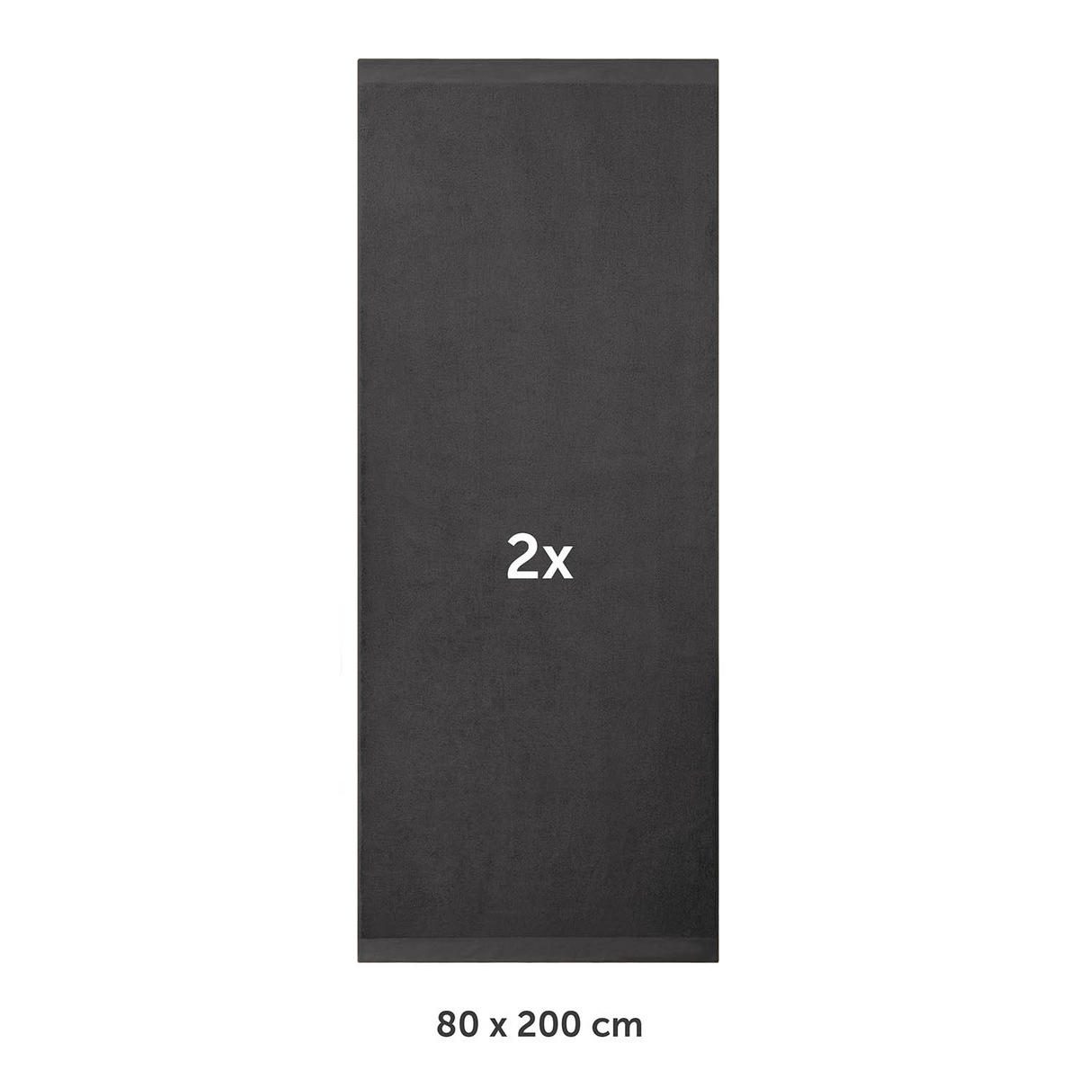 SAUNATUCH 2er-Set, 2x Saunatuch 80/200 cm, Dunkelgrau - Dunkelgrau, Textil (80/200cm) - Blumtal