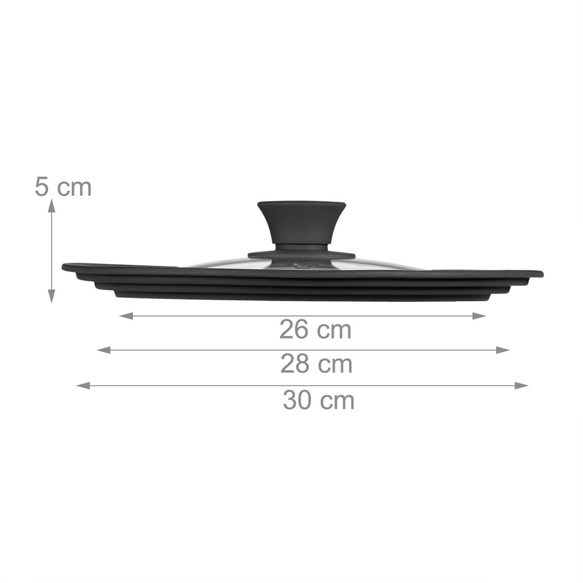 TOPFDECKEL - Schwarz, Glas/Kunststoff (31.5/31.5/5cm) - Relaxdays