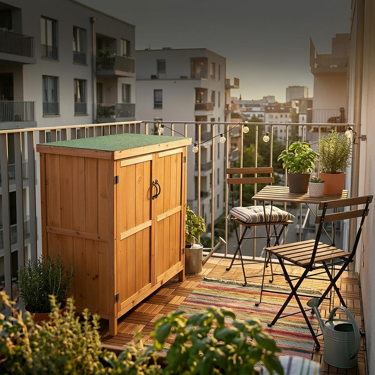 GARTENSCHRANK Hellbraun Holz 88x75 cm - Hellbraun, Holz/Papier (75/88/44cm) - Relaxdays