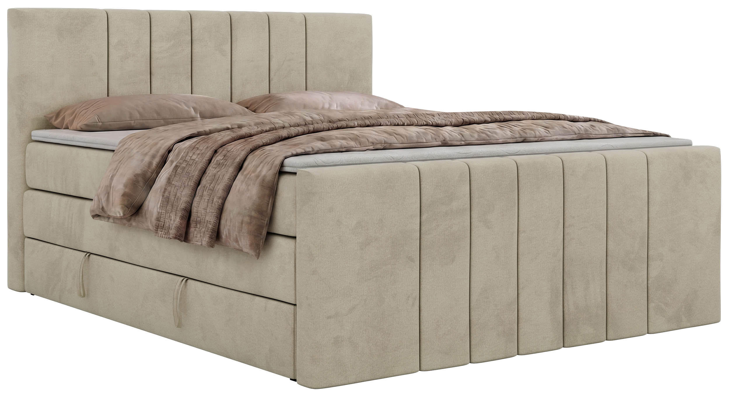 MKS POSTEL BOXSPRING INERO DUO KING 200/200 - Béžová Samet - Topper T25 - H3
