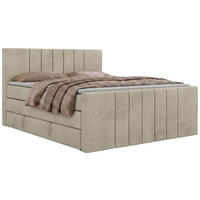 BOXSPRINGBETT INERO DUO KING 180/200 - Beige Velvet - Topper T25 - H3 - Beige/Schwarz, Kunststoff/Textil (180/200cm) - MKS