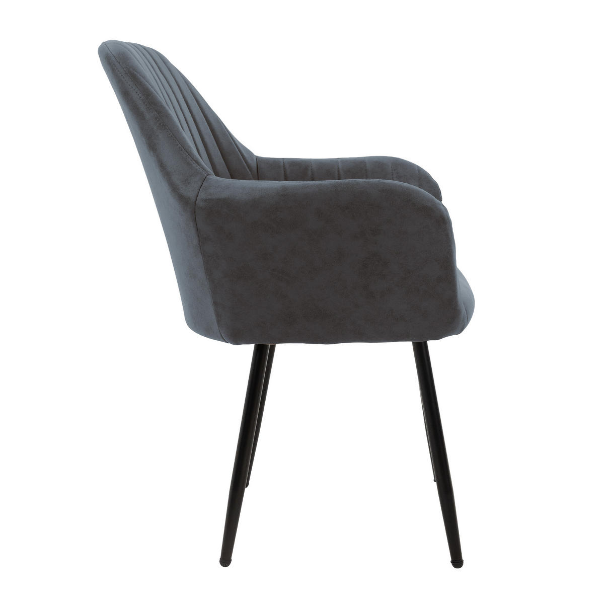 STUHL Kunstleder anthrazit 4er Set - Anthrazit, Metall (60/84/58cm) - ML-DESIGN