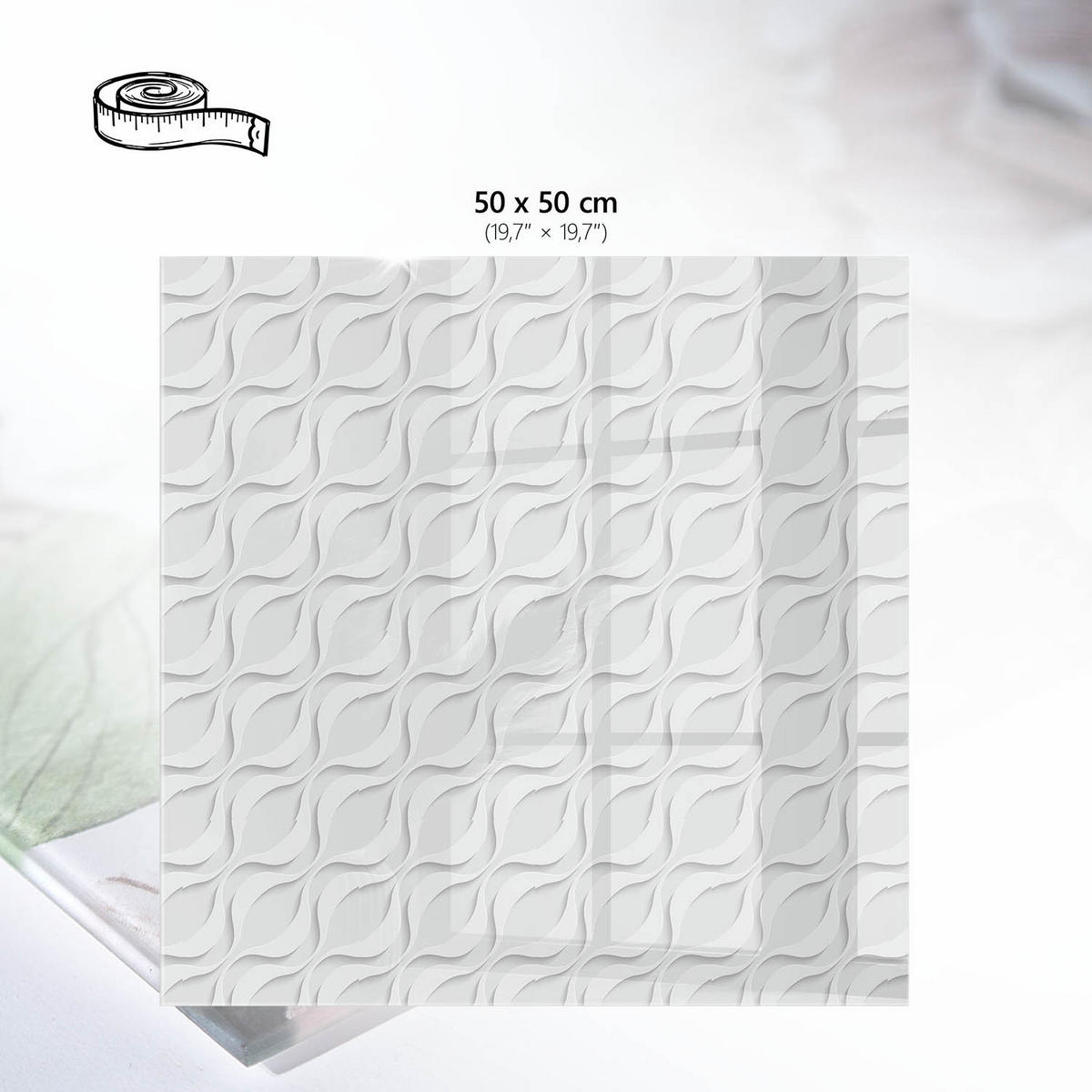TISCHPLATTE 50x50 cm – Strukturelle Eleganz - Weiß, Glas (0.4/50/50cm) - Wallfluent