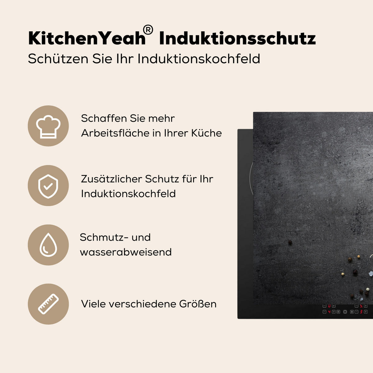 HERDABDECKPLATTE Limette - Kräuter - Gewürze - Grün - Grau - Beton 81x52 cm - Grün, Kunststoff (81/0.2/52cm) - MuchoWow
