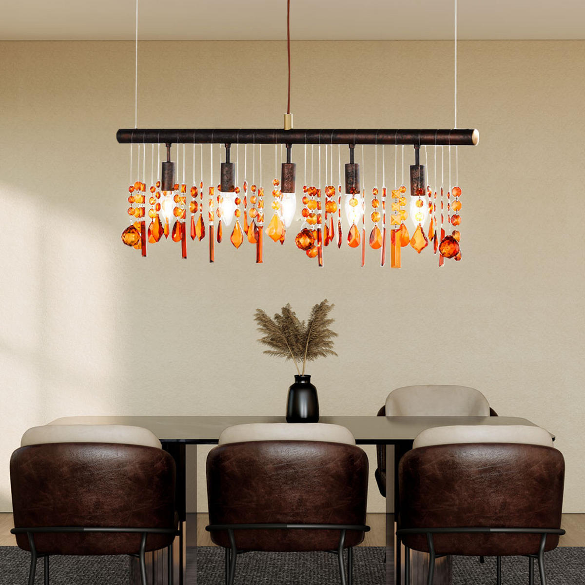 LED HÄNGELEUCHTE Metall Braun Kristall-Optik - Braun, Metall (80/9.8/150cm)