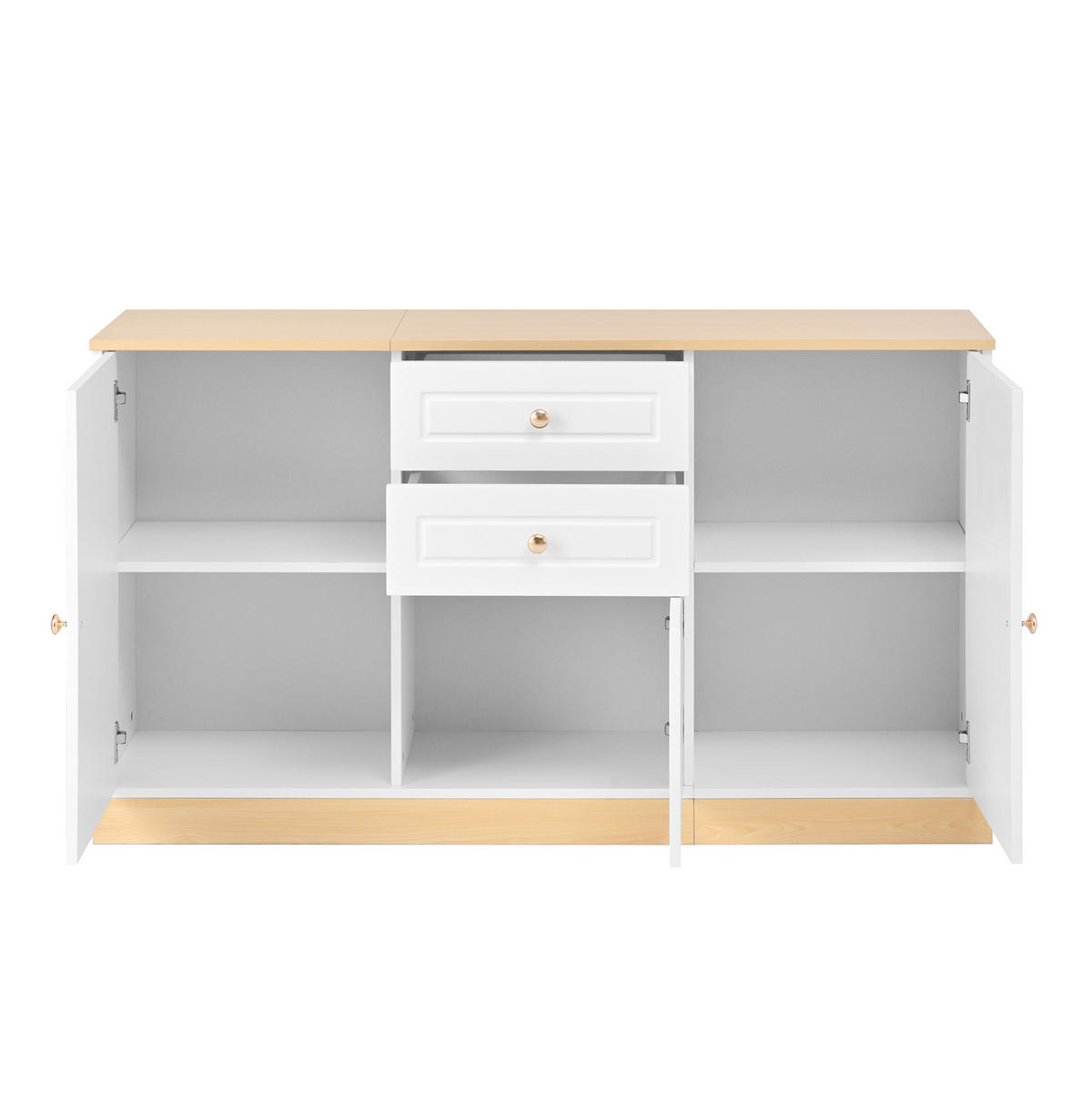 SIDEBOARD 135,5/39/76 cm z dřevotřísky bílá a v dekoru dřeva - bílá, kompozitní dřevo (135.5/76/39cm) - Modenvie
