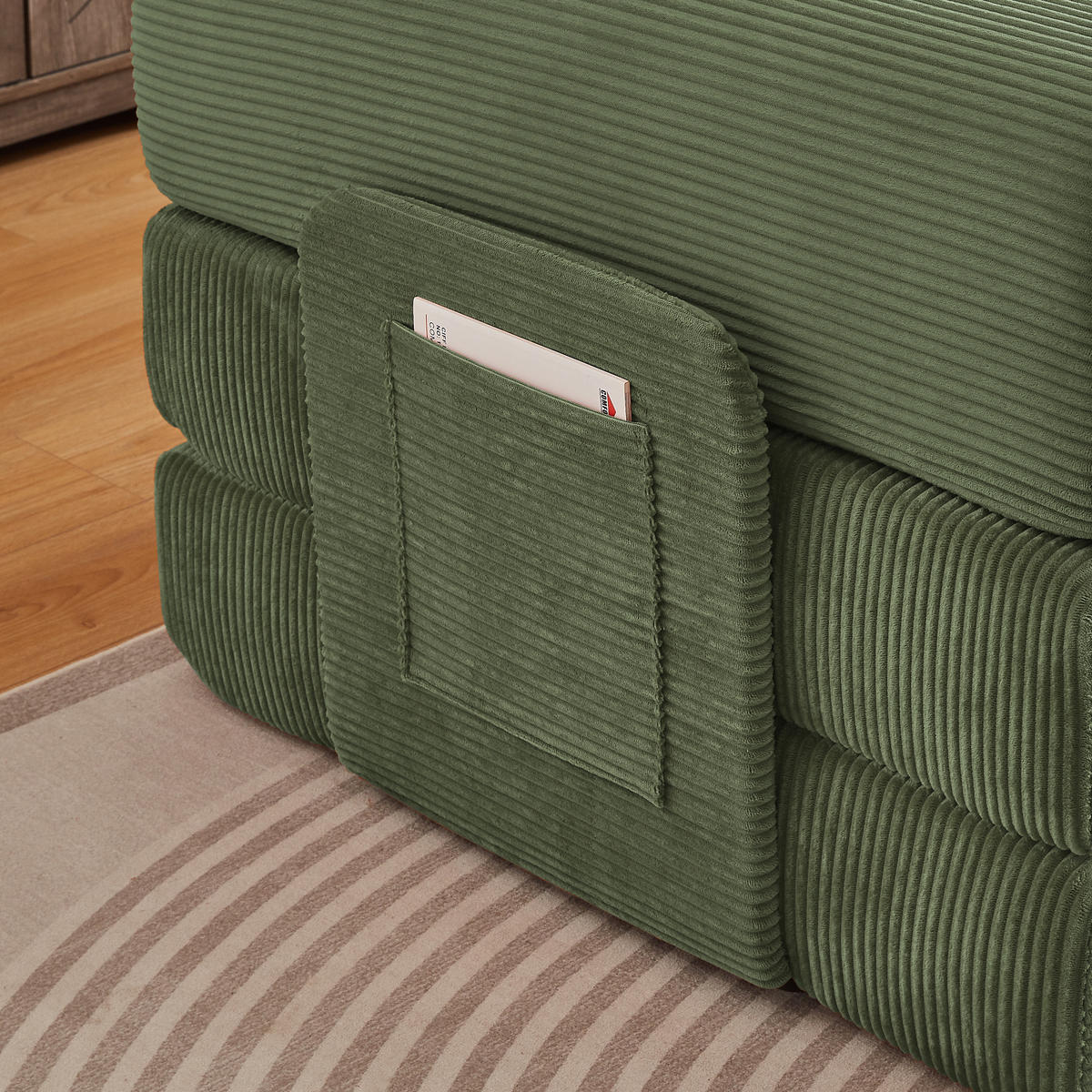 SCHLAFSOFA DE-34938 Tatami-Bodensofa mit 2 Kissen Grün - Grün, Textil (204/65/97cm) - ComfortXL