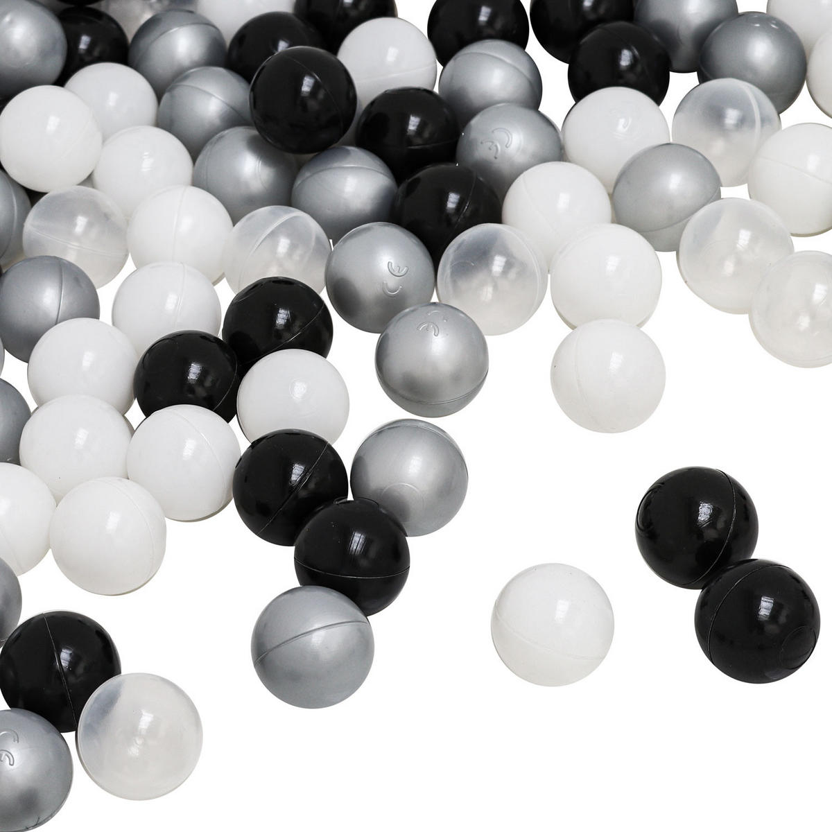 BÄLLEBAD-BÄLLE 200 Stück, Schwarz/Grau/Weiß/Transparent, 5.5 cm - Schwarz, Kunststoff (5.5/5.5/1cm) - Littletom