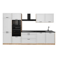 KÜCHENZEILE R-Line, Weiß Landhaus/Goldkraft Eiche, 340 cm Arbeitsplatte Anthrazit - Eichefarben/Weiß, Holzwerkstoff (340/206.8/60cm) - Vicco