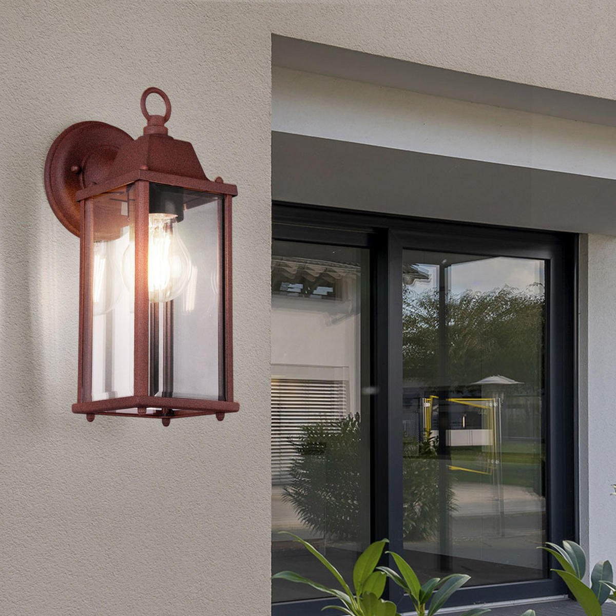 LED WANDLEUCHTE OLONA Rostfarben Braun - Braun, Glas (14.5/11/29cm)