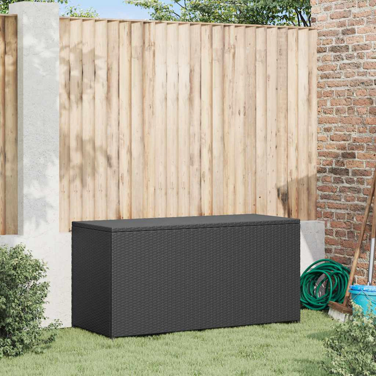 GARTEN-AUFLAGENBOX Schwarz 120/50/60 Cm Poly Rattan - Schwarz, Kunststoff (50/60/120cm) - vidaXL