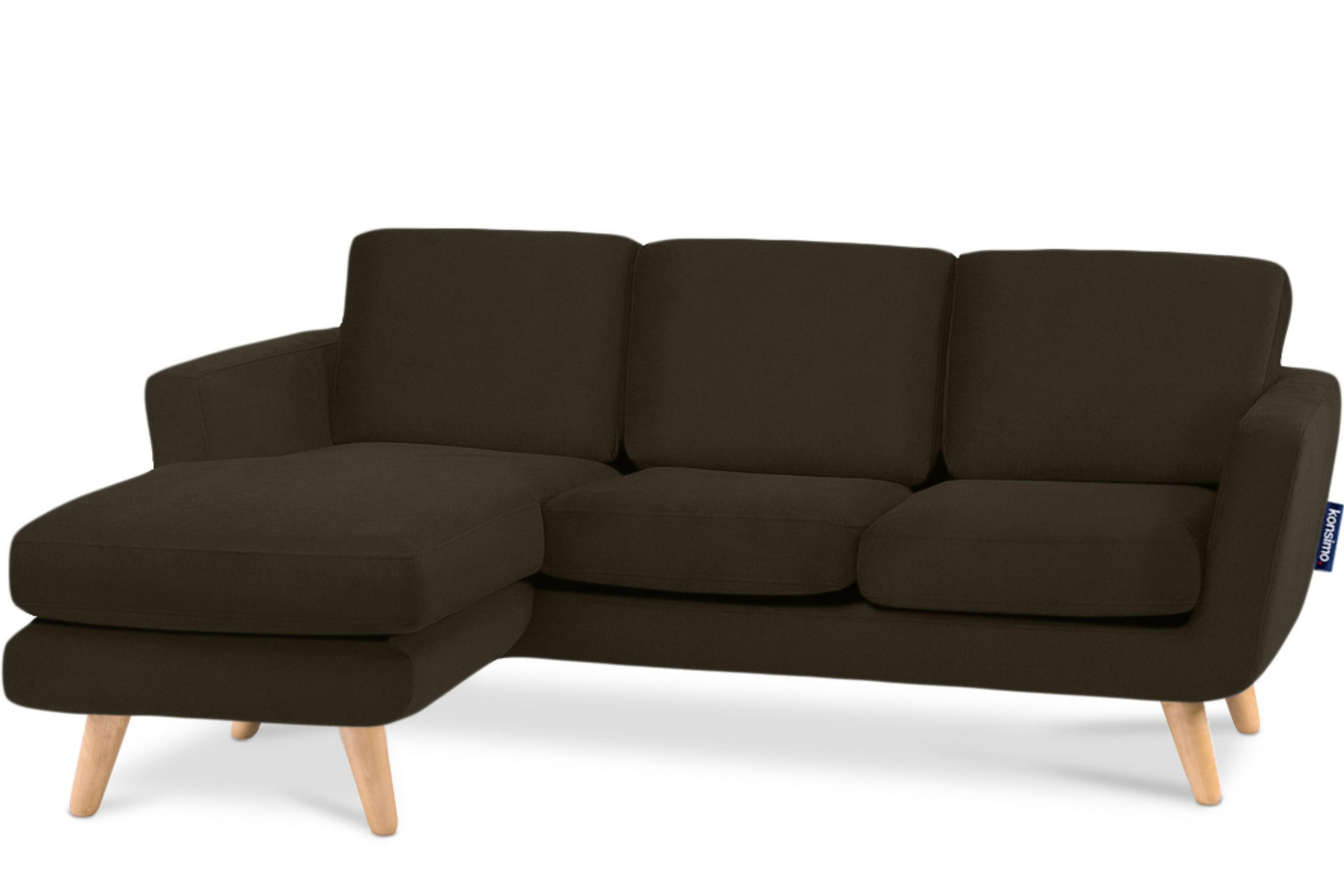 3-SITZER-ECKSOFA-LINKS TAGIO mit Ottomane , braun - Braun, Buchenholz/Textil (190/151cm) - KONSIMO®