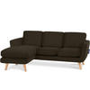 3-SITZER-ECKSOFA-LINKS TAGIO mit Ottomane , braun - Braun, Buchenholz/Textil (190/151cm) - KONSIMO®