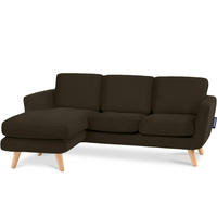 3-SITZER-ECKSOFA-LINKS TAGIO mit Ottomane , braun - Braun, Buchenholz/Textil (190/151cm) - KONSIMO®