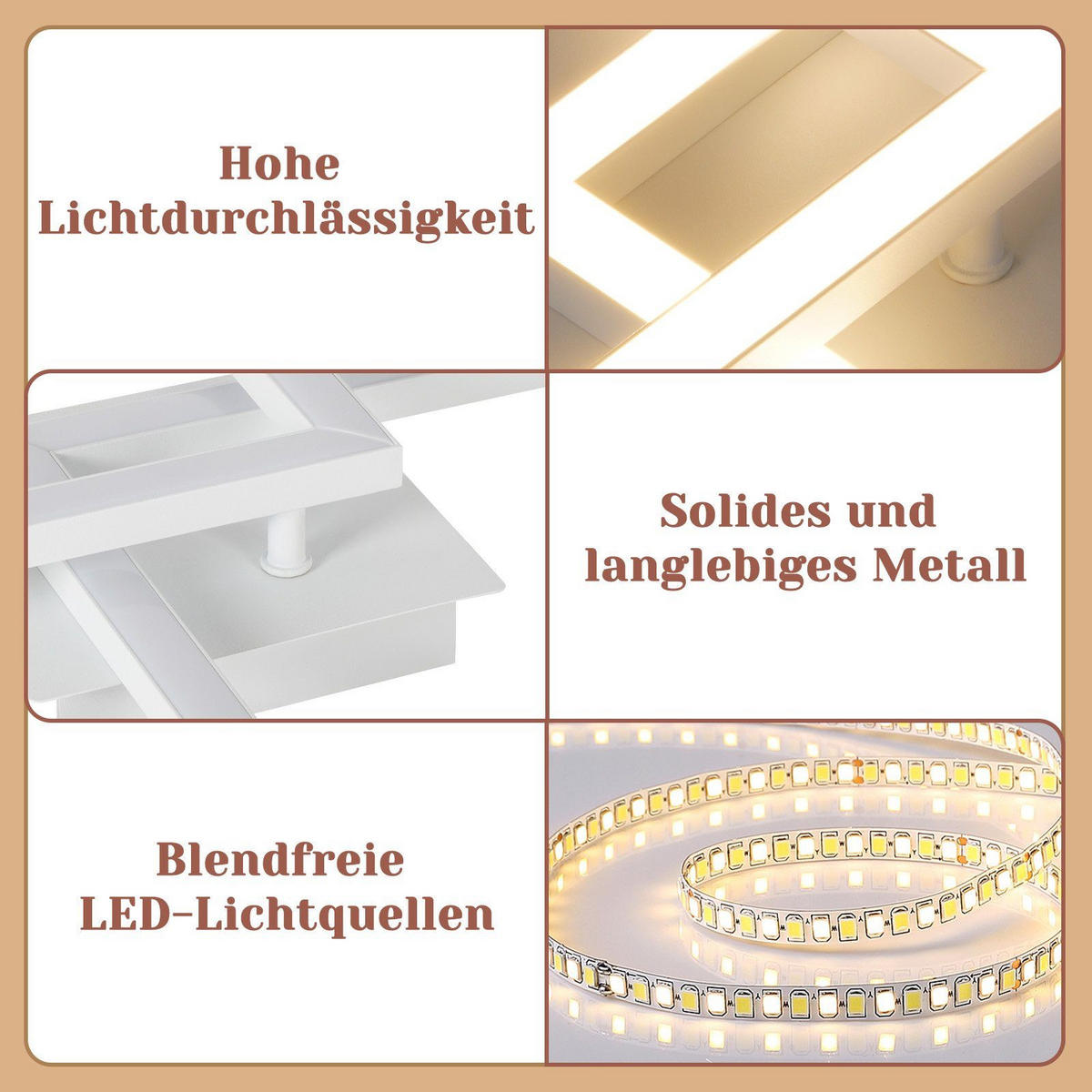 LED-DECKENLEUCHTE Eis 47/30/6 cm - Weiß, Metall (47/30/6cm) - Nettlife