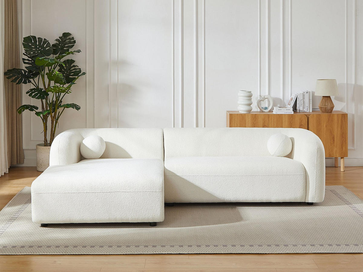 SOFA - 5 Personen - stoff - elfenbeinfarben Ovotas - Weiß, Holz/Textil (270/70/160cm) - Vente-Unique