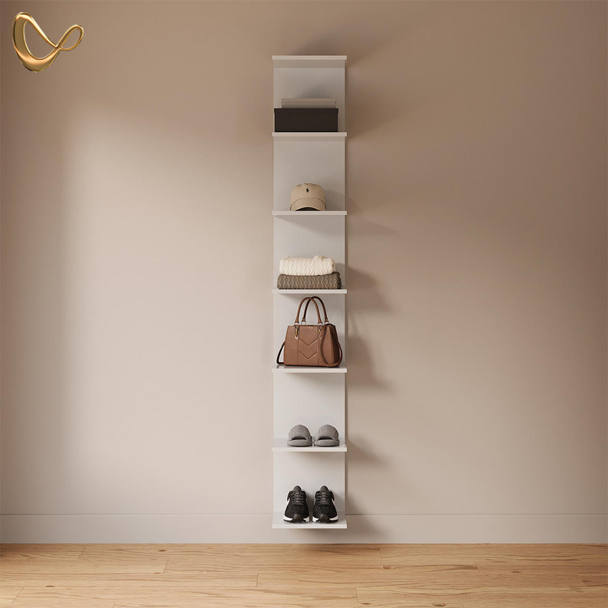 WANDREGAL Vesuvio Weiß 30 x 190 cm - Weiß, Holzwerkstoff (30/190/28cm) - Livinity®