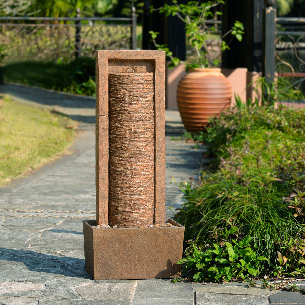 GARTENBRUNNEN Säule braun - Braun, Kunststoff (34/22/82cm) - Teamson Home