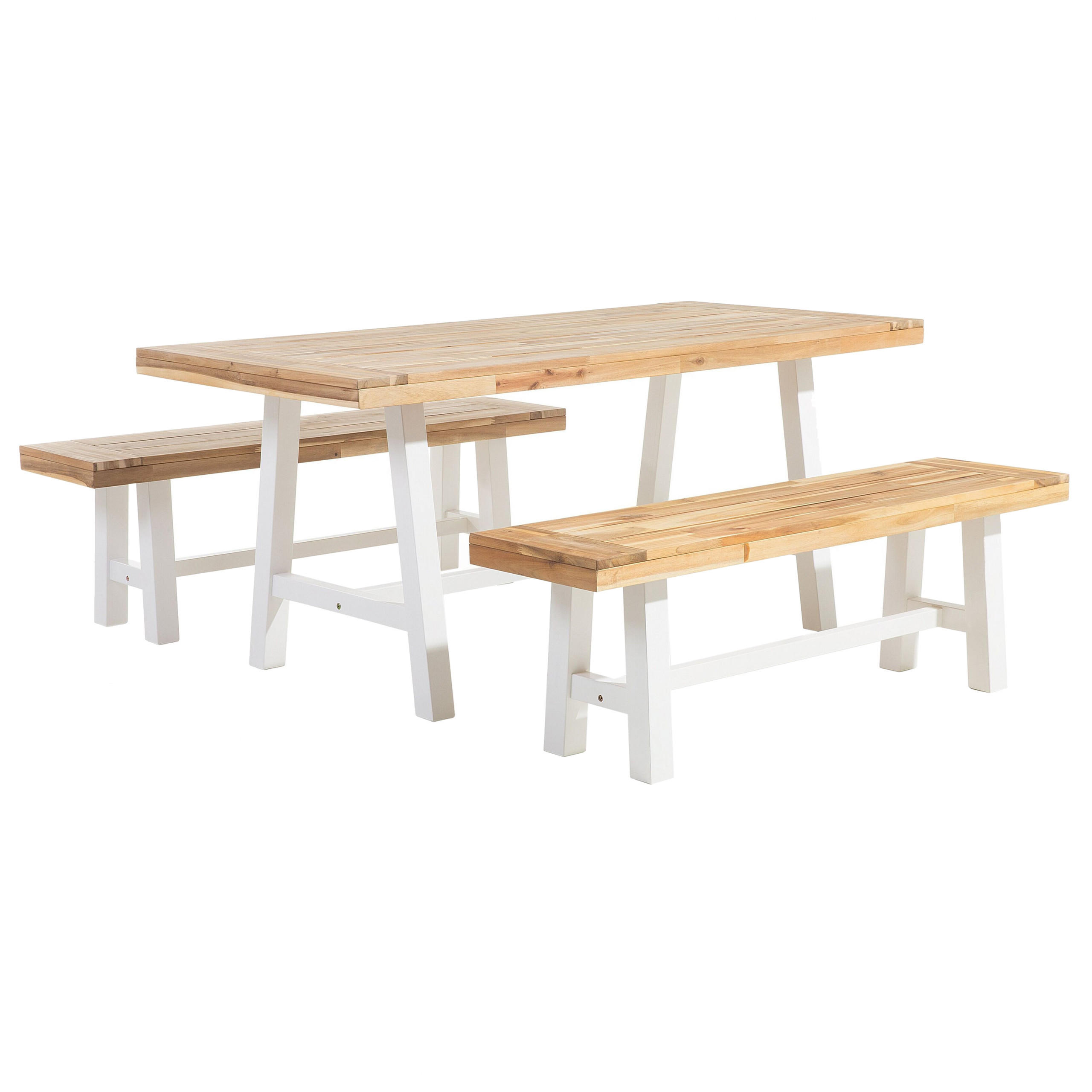 MOBILIER DE GRĂDINĂ set lemn de salcâm alb/maro deschis Scania
