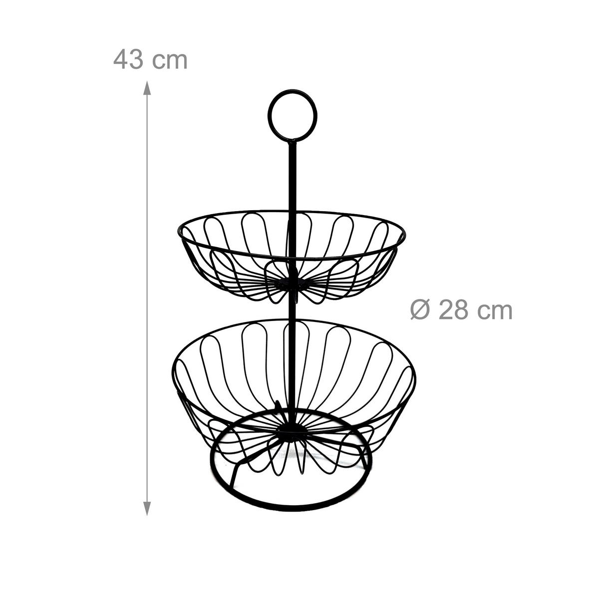 OBSTKORB-ETAGERE - Schwarz, Metall (28/43cm) - Relaxdays