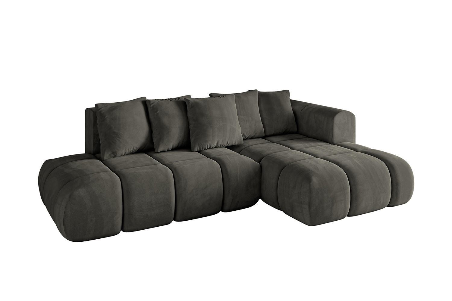ECKSOFA Ottomane Rechts CLOUD-L-v1 289x180x40 Schwarz Velours - Schwarz, Holzwerkstoff/Kunststoff (289/180cm) - ALTDECOR