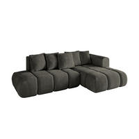 ECKSOFA Ottomane Rechts CLOUD-L-v1 289x180x40 Schwarz Velours - Schwarz, Holzwerkstoff/Kunststoff (289/180cm) - ALTDECOR