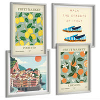 BILDER SET 4er Set - 50x50 cm & 40x60 cm Silberner Rahmen - Fruchtmuster der italienischen Kultur - Silberfarben, Kunststoff (50/50cm) - TULUP