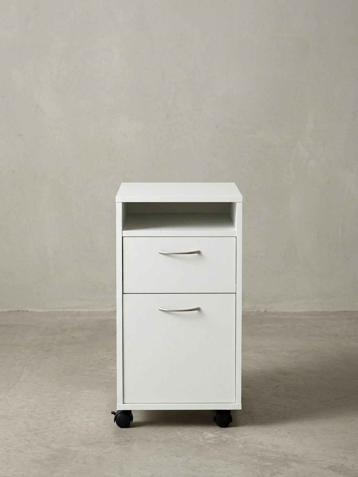 ROLLCONTAINER – Weiß, Schreibtischcontainer, viel Stauraum, Rollen, modern - Schwarz/Weiß, Holz/Kunststoff (33/63/38cm) - KADIMA DESIGN