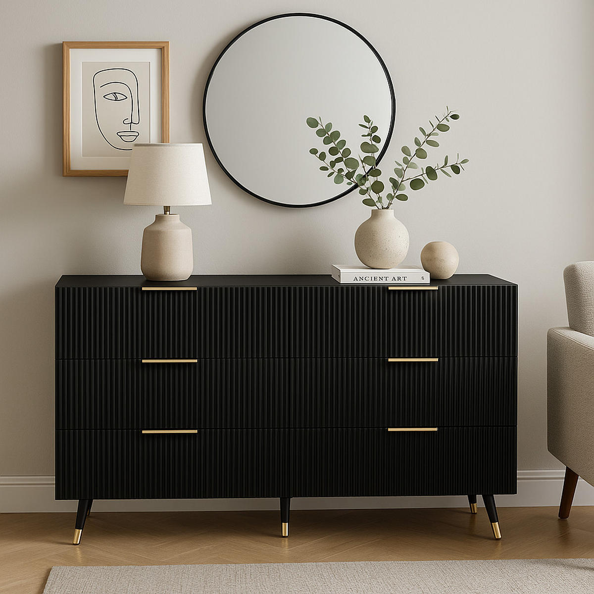 SIDEBOARD Schwarz 120/40/77 cm - Schwarz, Holzwerkstoff (40/77/120cm) - Urban Meuble