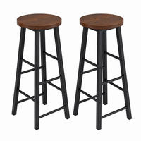 BARHOCKER 2er-Set mit Fußlehne Braun MDF/Metall - Braun, Metall (30/71/30cm) - Meubliv