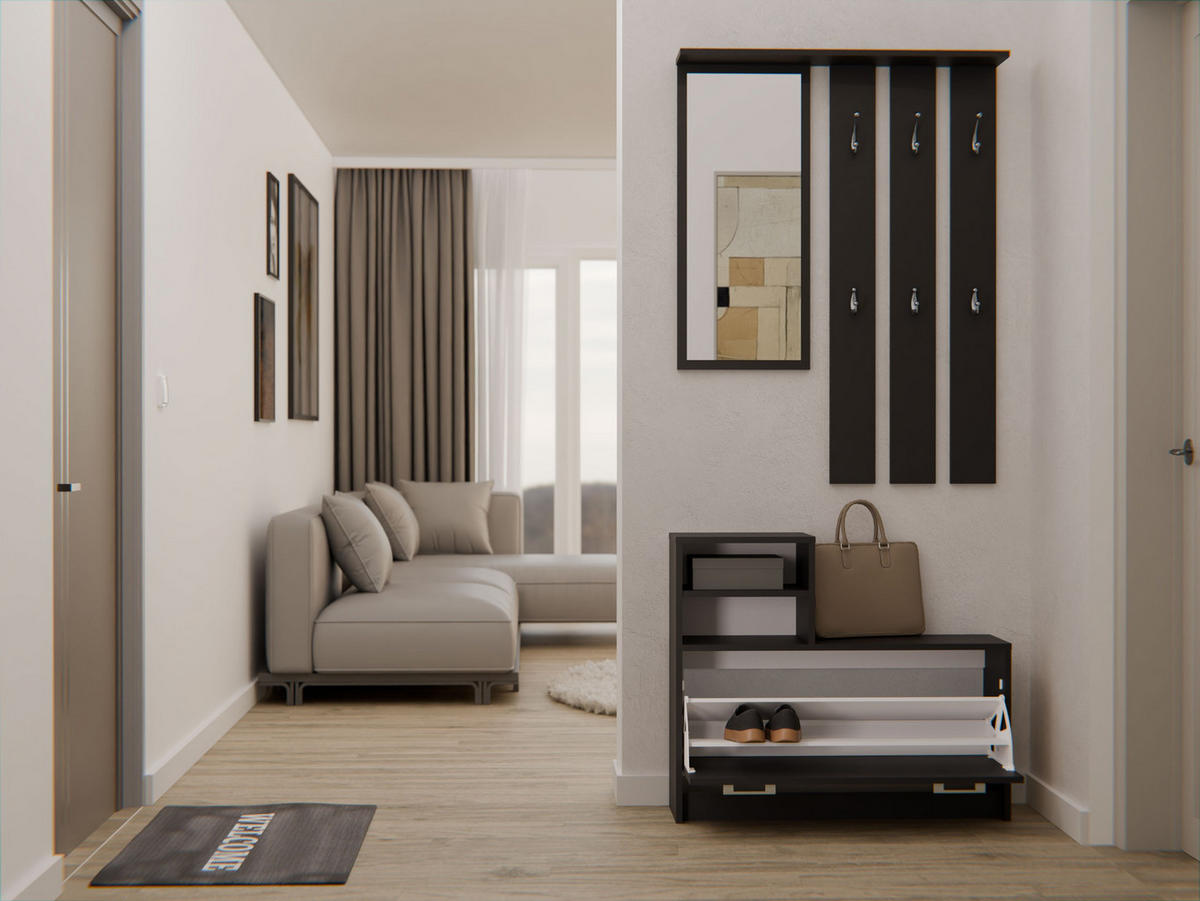 GARDEROBENSET Verena (2-teilig) - Schwarz, Holzwerkstoff (85/180/24cm) - kommodly