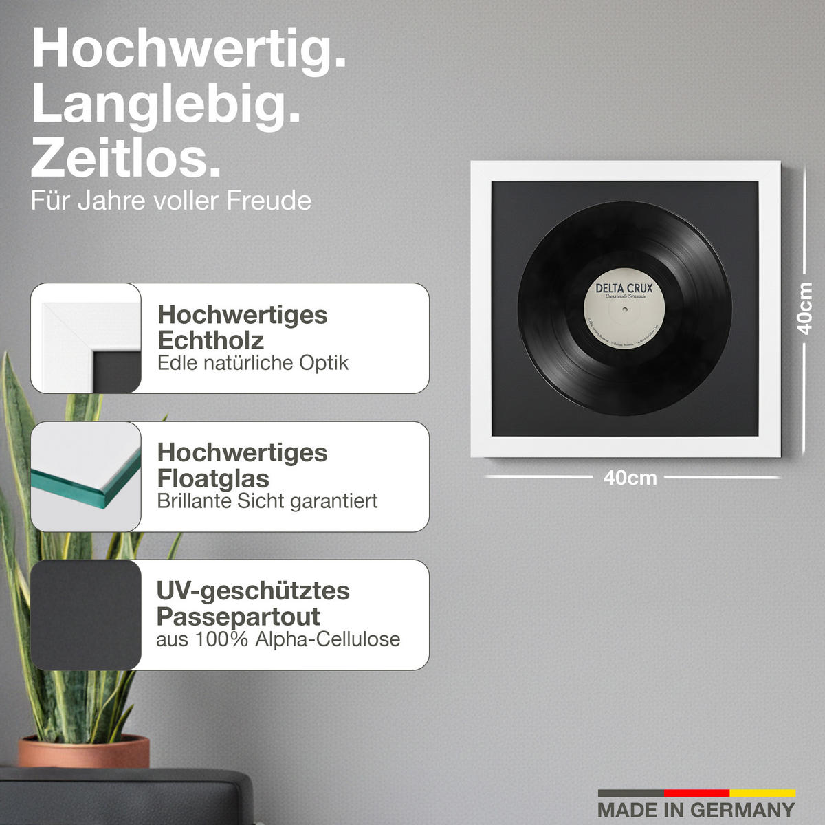 SCHALLPLATTEN BILDERRAHMEN 40/40 2er Set - Weiß, Holz (40/40cm) - K-Möbel
