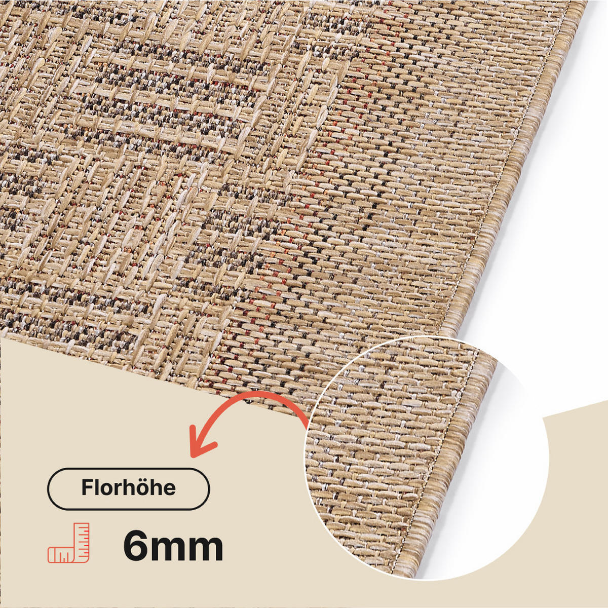 TEPPICH YUCANA Beige Outdoor Flachgewebe 120/170 cm - Beige, Textil (120/170cm) - Tapiso