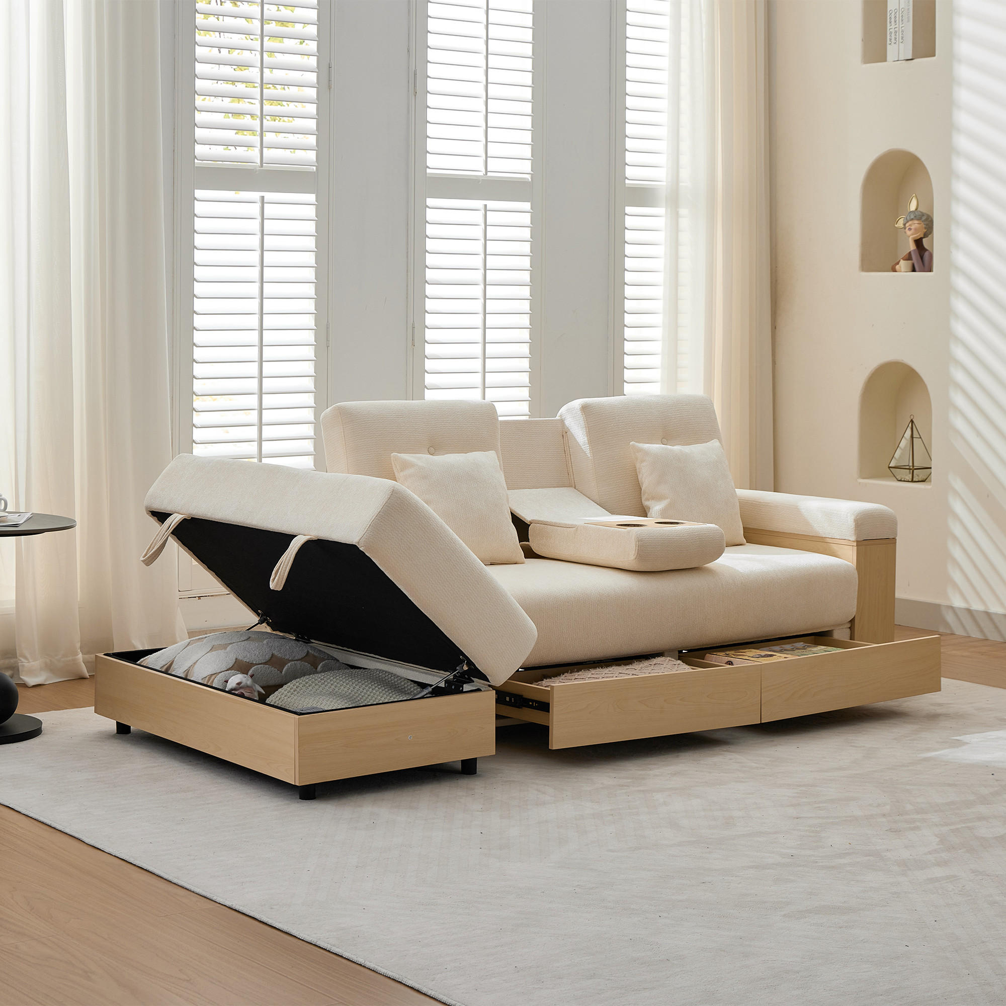 ComfortXL Schlafsofa Beige 217x90x110 cm