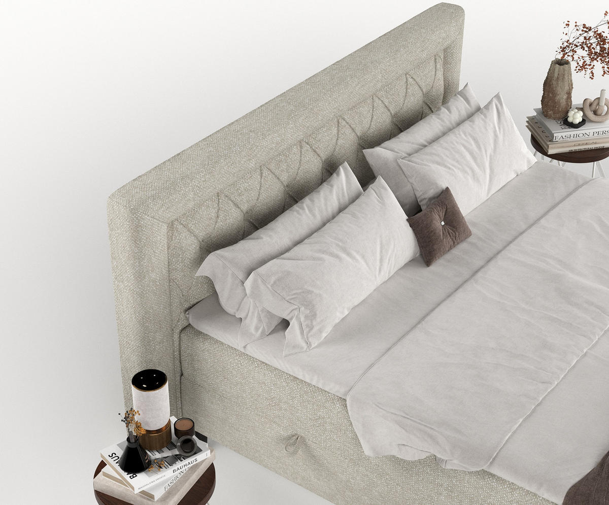 BOXBETT Avani Beige Grau 160/200 cm - Beige/Schwarz, Holz/Holzwerkstoff (160/200cm) - Maison de Reve