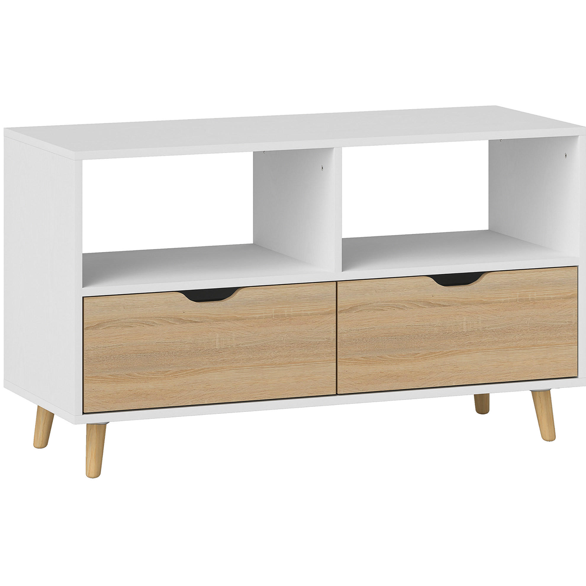 TV-ELEMENT mit 2 Fächern und 2 Schubladen 99 cm Holz Weiß - Weiß, Holz (39/58.3/99cm) - Beauniv