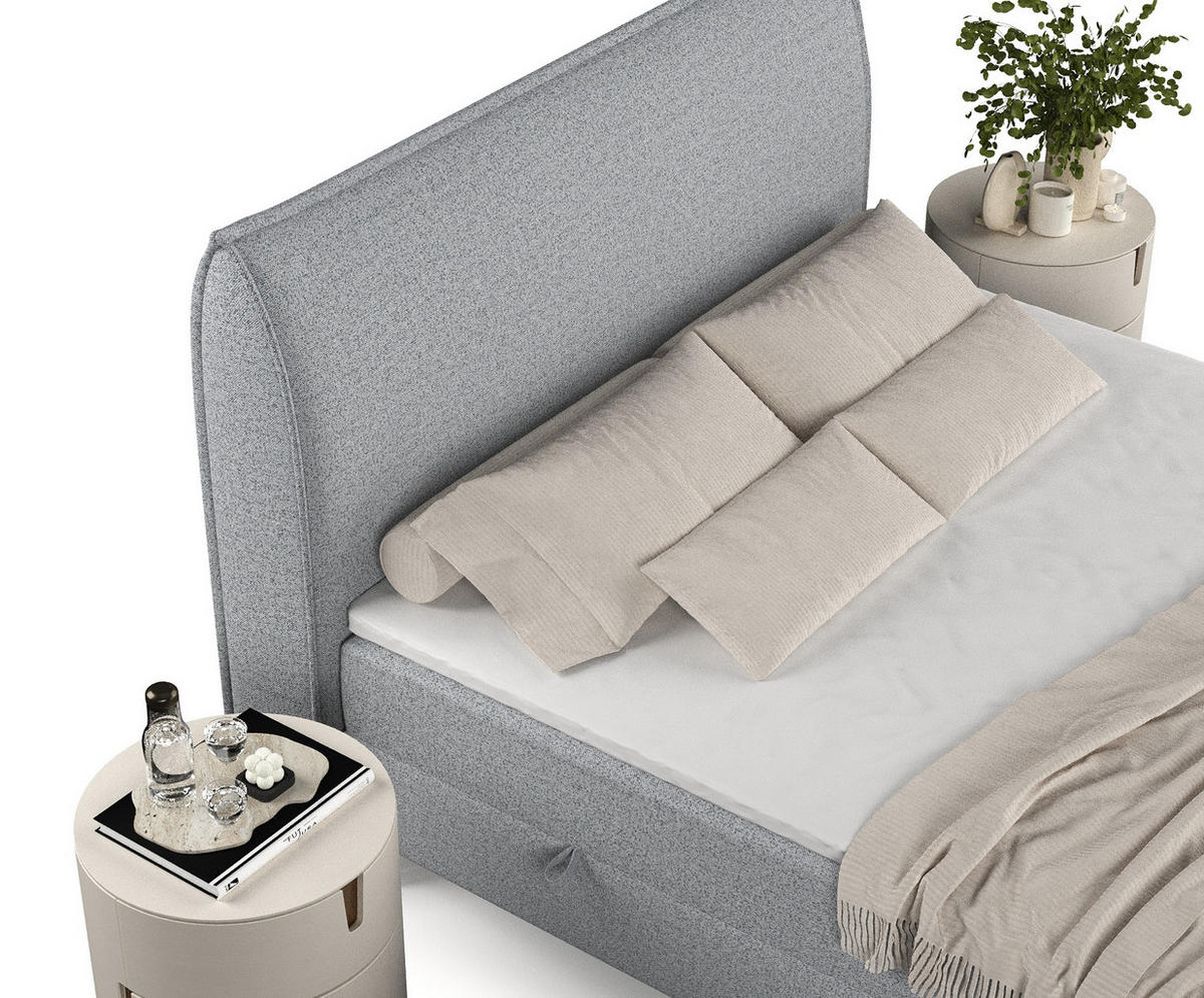 BOXBETT Melba Grau 180/200 cm mit Bonellmatratze - Schwarz/Grau, Holz/Holzwerkstoff (180/200cm) - Maison de Reve