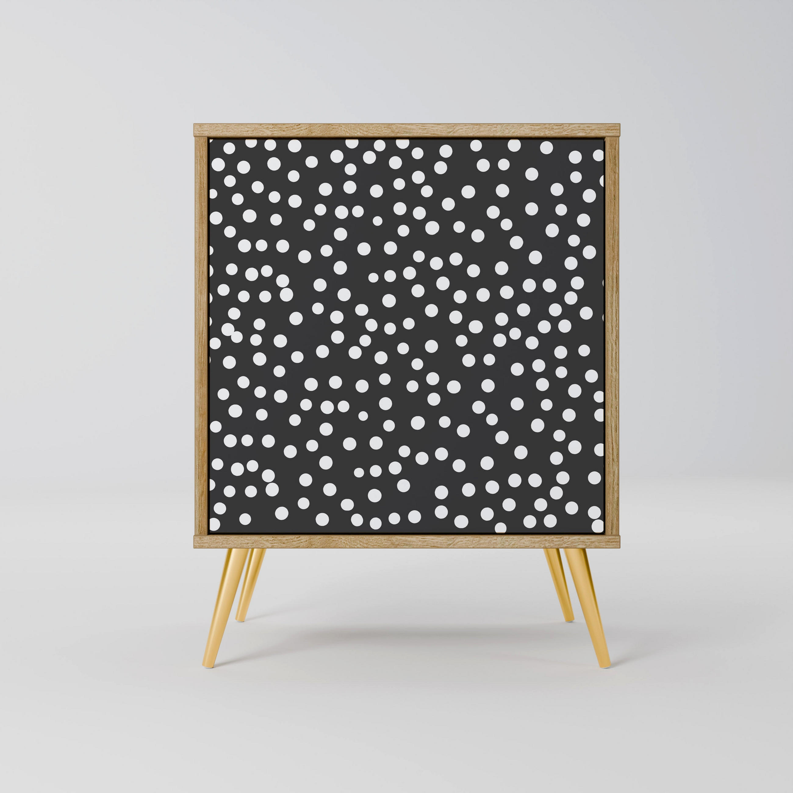 SIDEBOARD BLINDING LIGHTS, Eichefarben, 57,5x42x75,5 cm, Goldfarbene Metallfüße - Eichefarben/Goldfarben, Holzwerkstoff/Metall (57.5/75.5/42cm) - SpaceRebels