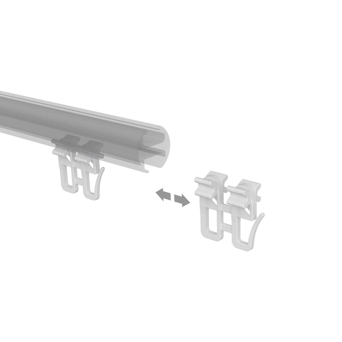 SCHLEUDERWAGEN MIT FALTENGLEITER für Innenläufe / Gardinenschienen mit Nutbreite 5,4 bis 6 mm, Packung 4 Stück - Weiß, Kunststoff (2.4/2.7/1cm) - INTERDECO