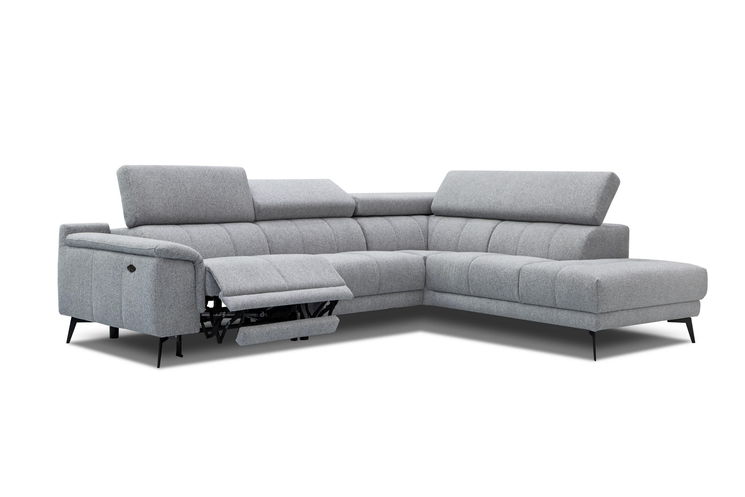 ECKSOFA FIERO 5-Sitzer mit 1 Relaxfunktion, silberfarben - Silberfarben, Holzwerkstoff/Textil (290/228cm) - Courtois Laville