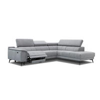 ECKSOFA FIERO 5-Sitzer mit 1 Relaxfunktion, silberfarben - Silberfarben, Holzwerkstoff/Textil (290/228cm) - Courtois Laville