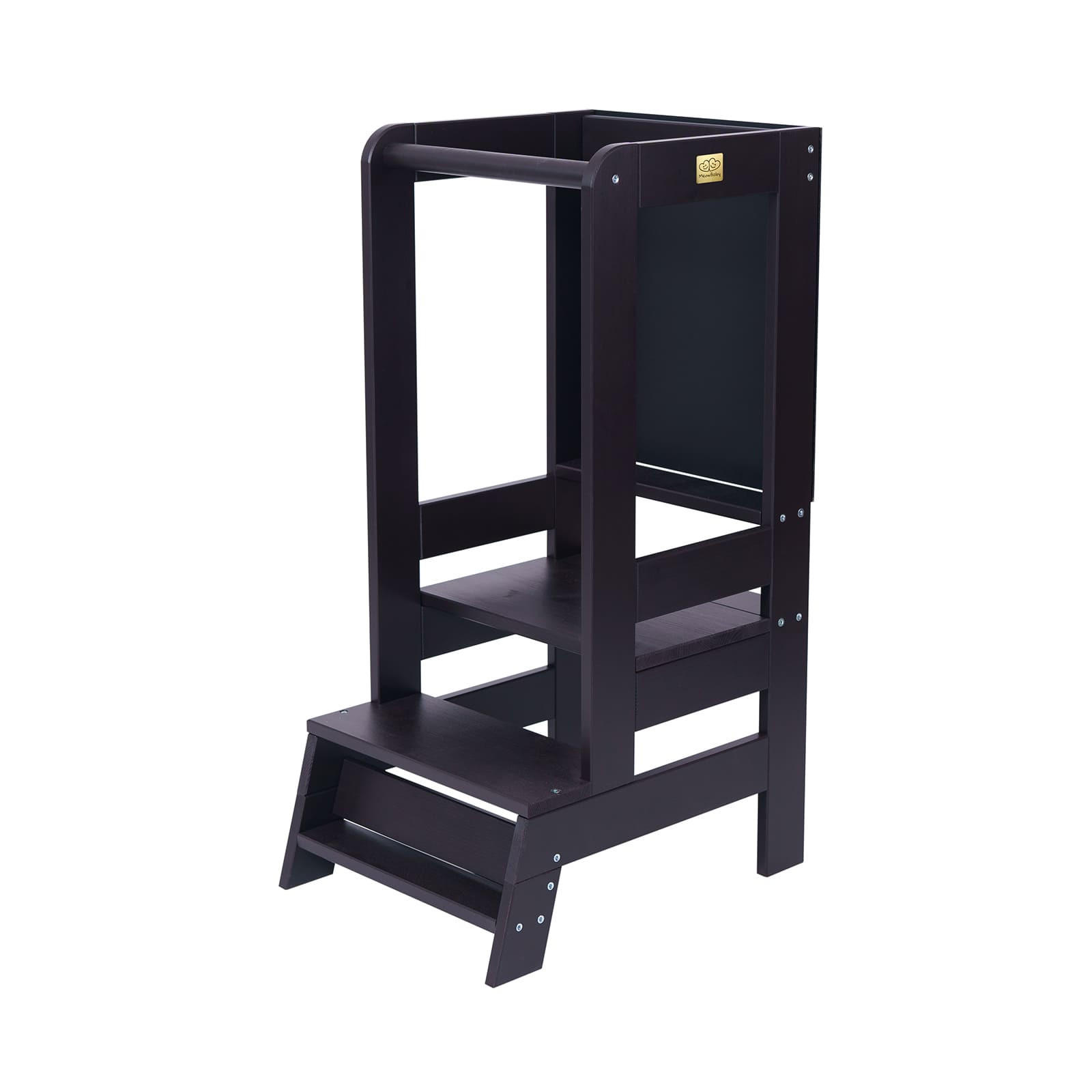 LERNTURM mit Tafel für Kinder, Natur Holz, Schwarz - Schwarz, Holz (39/90/90cm) - MeowBaby