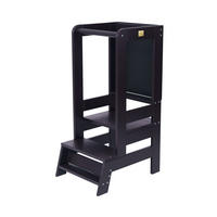LERNTURM mit Tafel für Kinder, Natur Holz, Schwarz - Schwarz, Holz (39/90/90cm) - MeowBaby