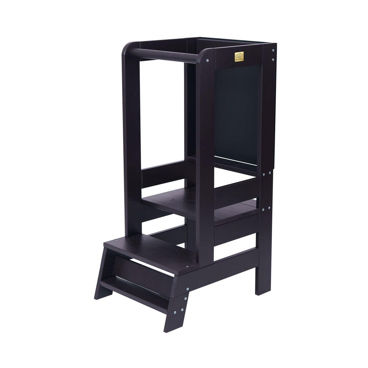 LERNTURM mit Tafel für Kinder, Natur Holz, Schwarz - Schwarz, Holz (39/90/90cm) - MeowBaby