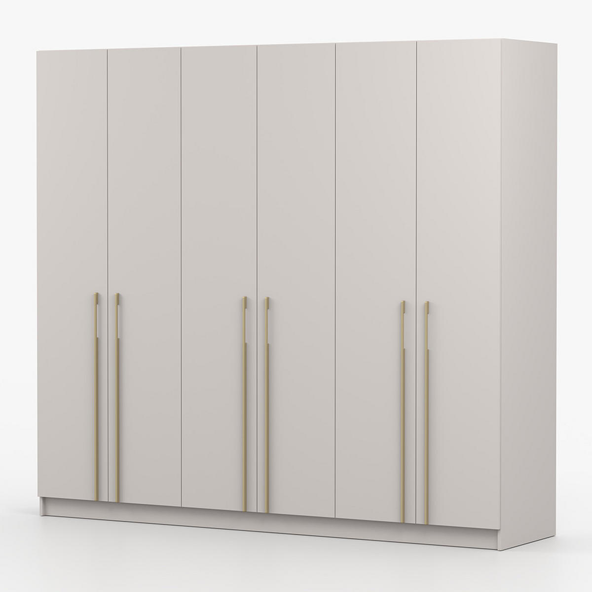 DREHTÜRENSCHRANK ROSA 6D 230/210/57 cm 6-türig Kaschmir - Kaschmir/Goldfarben, Holzwerkstoff/Metall (230/57/210cm) - imoebel24