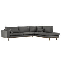 ECKSOFA mit Ottomane - Eichefarben/Dunkelgrau, Eichenholz/Textil (287/219cm) - home24