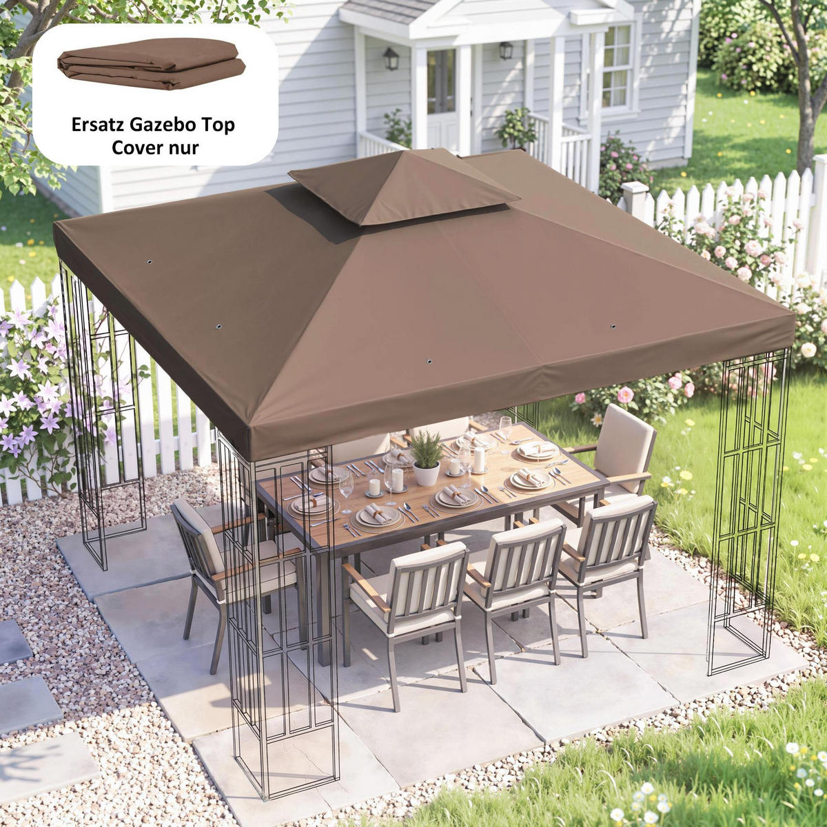 PAVILLONDACH, Polyester, Kaffee - Braun, Kunststoff (300/18/300cm) - Outsunny