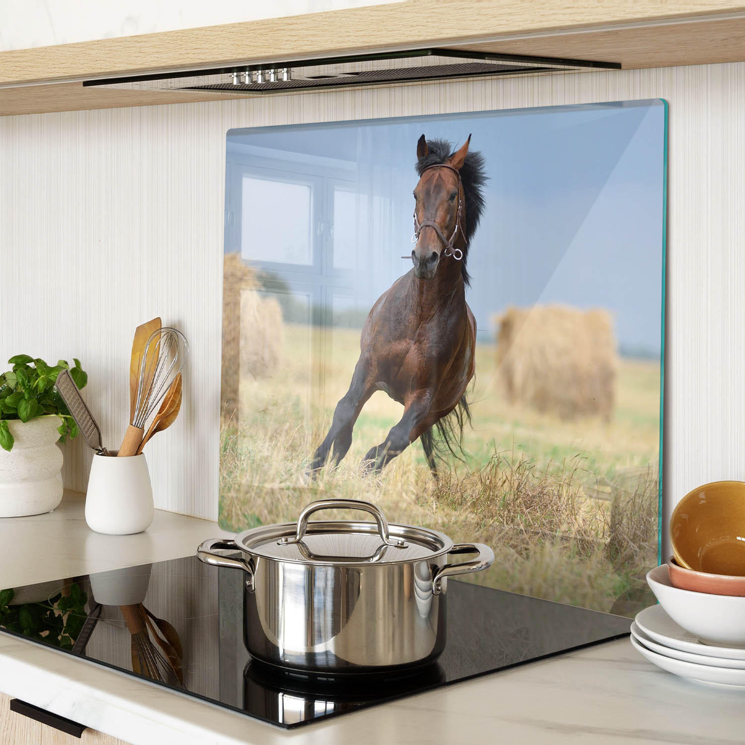 GLASPLATTE 60x52 cm Galoppierendes Pferd - Braun, Glas (60/0.4/52cm) - TULUP