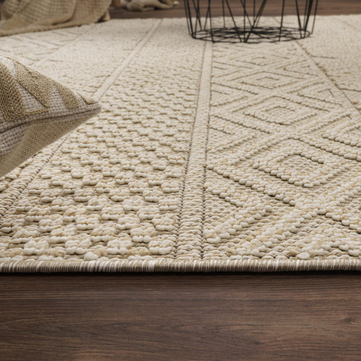 KURZFLORTEPPICH, mit Struktur, Florhöhe 7 mm, Creme, 240 x 340 cm - Beige, Textil (340/240cm) - KADIMA DESIGN